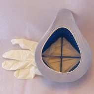 Half-mask body with latex glove