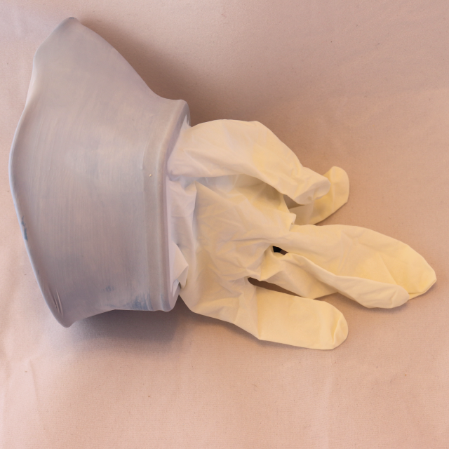 Half-mask body with latex glove