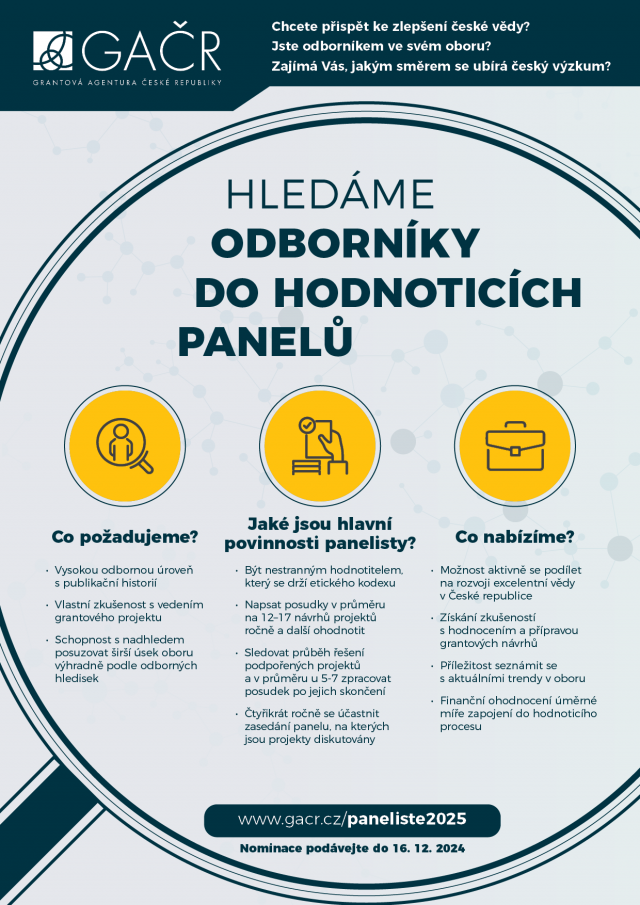 Grantová agentura ČR hledá odborníky do hodnotících panelů. | Author: GA ČR