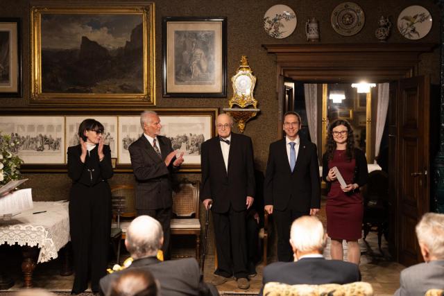 Presentation of the Professor Daniel Mayer Award to the best students of electrical engineering faculties – Kateřina Krejčí (far right) was awarded on behalf of BUT. | Author: provided by the Hlávka Foundation