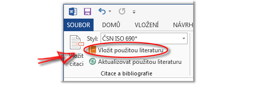 Vložení použité literatury